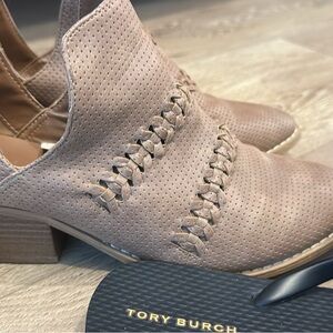 Women's Beige Perforated Ankle Booties